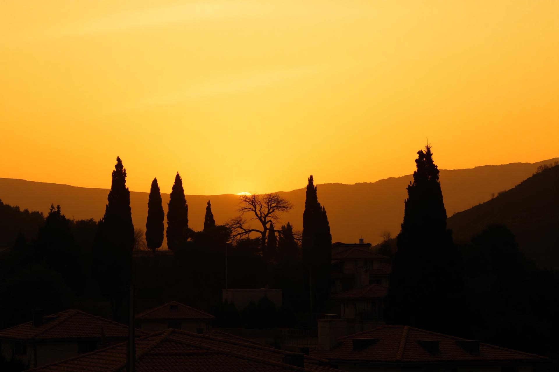 Lebanese mountain village at golden hour